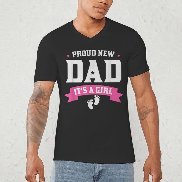 Proud New Dad Its A Girl Baby Gender Announcement Men's V-Neck T-Shirt