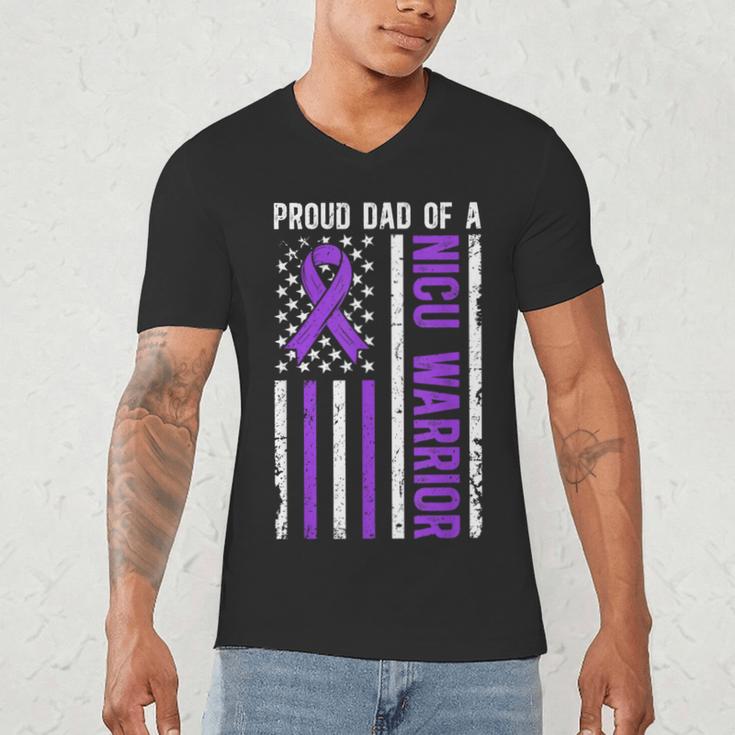 Proud NICU Dad Of NICU Warrior Micro Preemie Baby Father Men's V-Neck T-Shirt