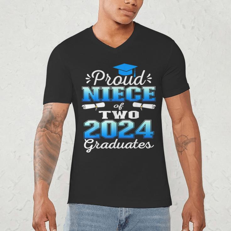 Proud Niece Of Two 2024 Graduate Class 2024 Graduation Men's V-Neck T-Shirt