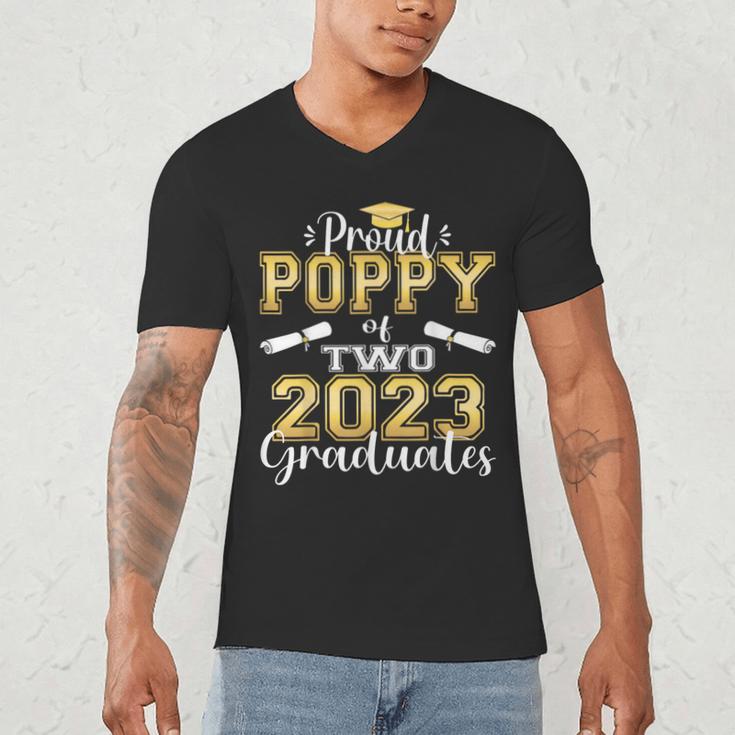 Proud Poppy Of Two 2023 Graduate Class 2023 Graduation Men's V-Neck T-Shirt