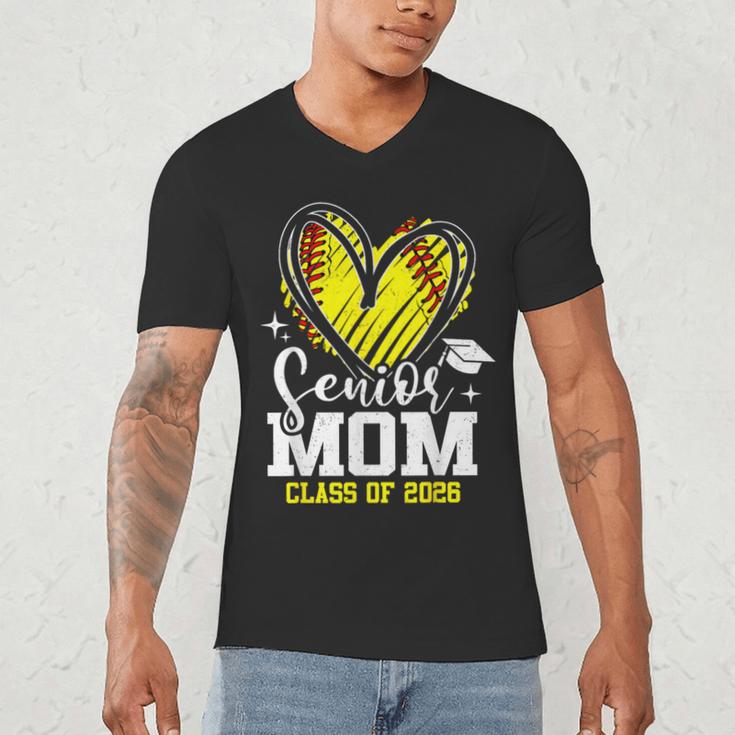 Proud Senior Mom Class Of 2026 Softball Graduation Heart Men's V-Neck T-Shirt