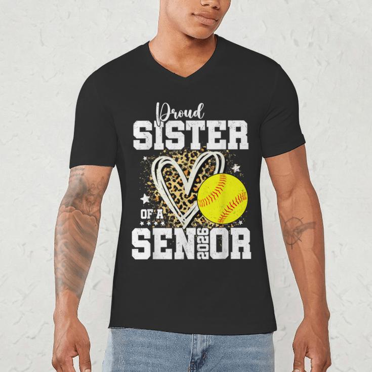 Proud Sister Of A 2026 Senior Softball Graduation Leopard Men's V-Neck T-Shirt