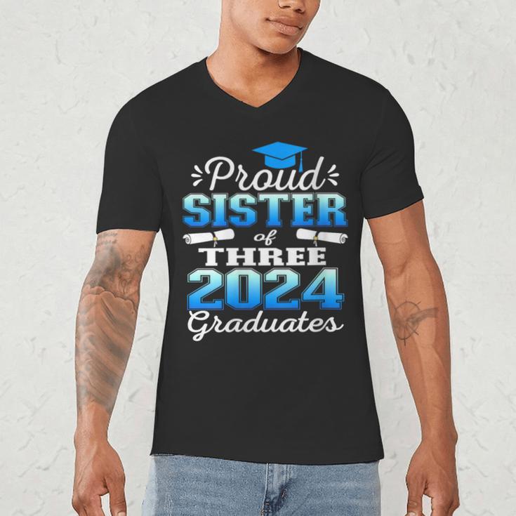 Proud Sister Of Three 2024 Graduate 23 Class Graduation Men's V-Neck T-Shirt