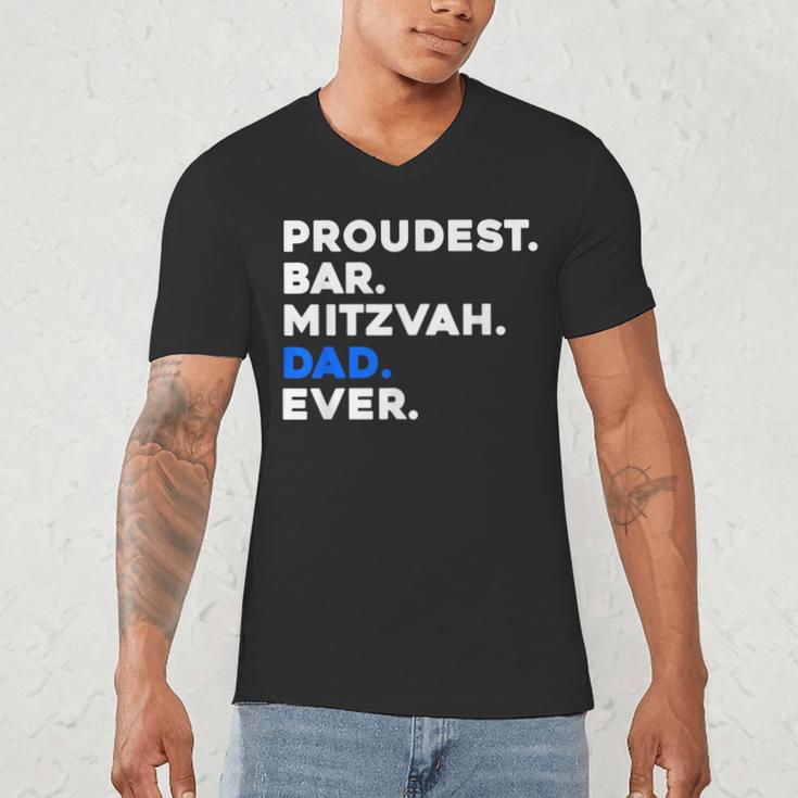 PROUDEST BAR MITZVAH DAD EVER Jewish BOY Celebration Men's V-Neck T-Shirt PROUDEST BAR MITZVAH DAD EVER Jewish BOY Celebration Men's V-Neck T-Shirt