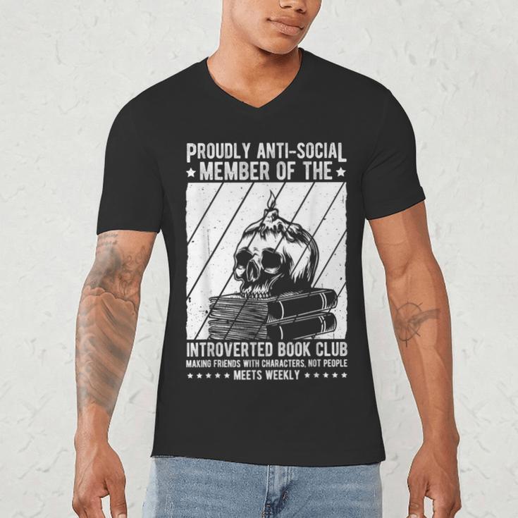PROUDLY ANTI-SOCIAL MEMBER OF THE Introverted Book Club Men's V-Neck T-Shirt