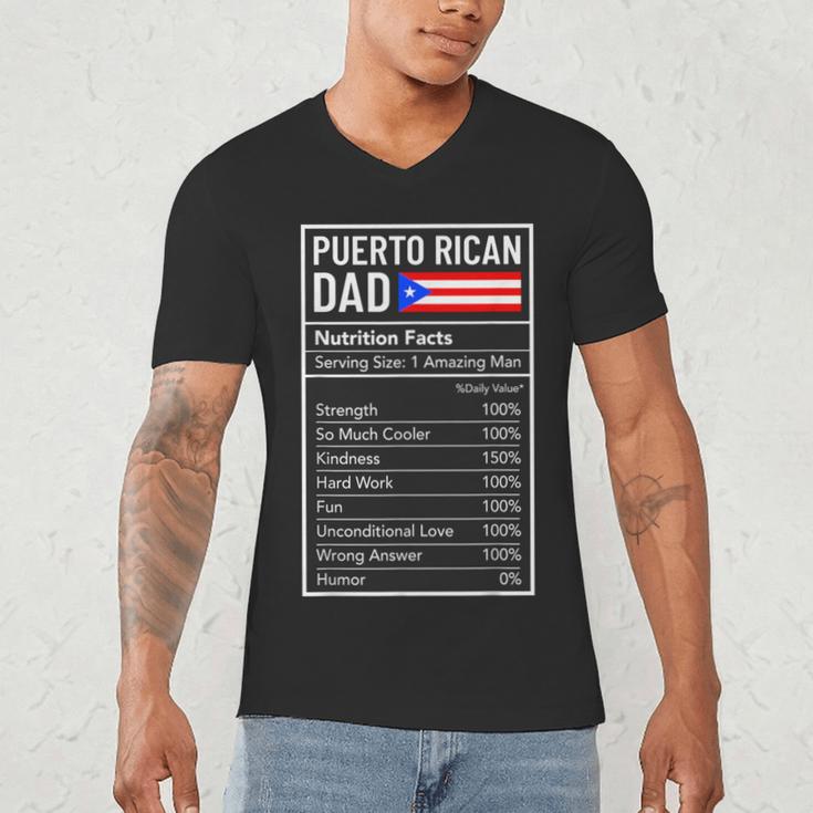 Puerto Rican Dad Nutrition Facts Pride Father's Day Men's V-Neck T-Shirt