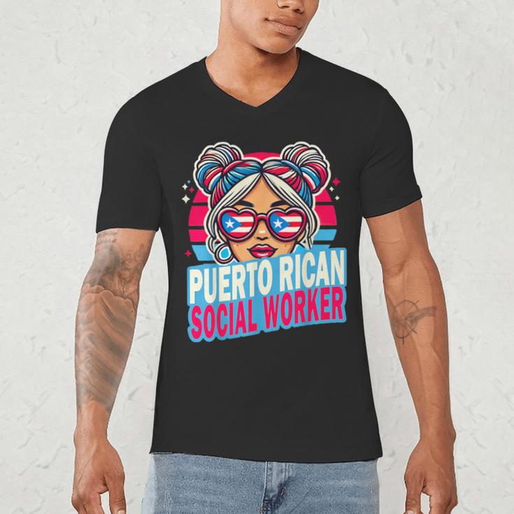 Puerto Rican Latina Social Worker MSW Masters Graduation Men's V-Neck T-Shirt
