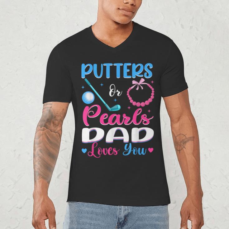 Putters Or Pearls Dad Loves You Gender Reveal Family Men's V-Neck T-Shirt
