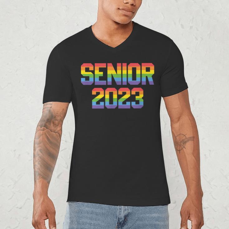 Rainbow LGBT Pride Senior 2023 Graduation Men's V-Neck T-Shirt