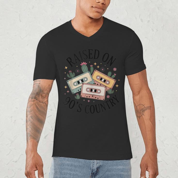 Raised On 90's Country Music Lover Nostalgia Retro Vibe Men's V-Neck T-Shirt