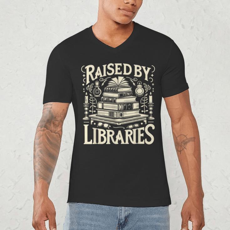 Raised By Libraries Reader Book Bibliophile Men's V-Neck T-Shirt