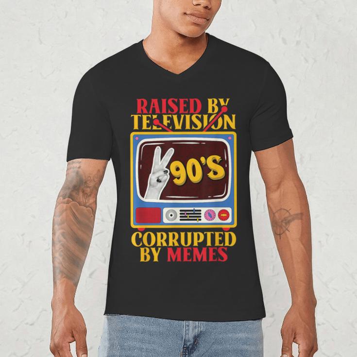 Raised By Television Corrupted By Memes Internet Nostalgia Men's V-Neck T-Shirt