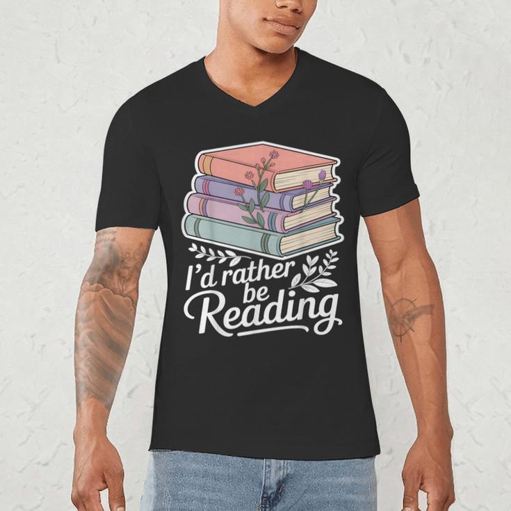 Rather Be Reading Book Lover Stack Men's V-Neck T-Shirt