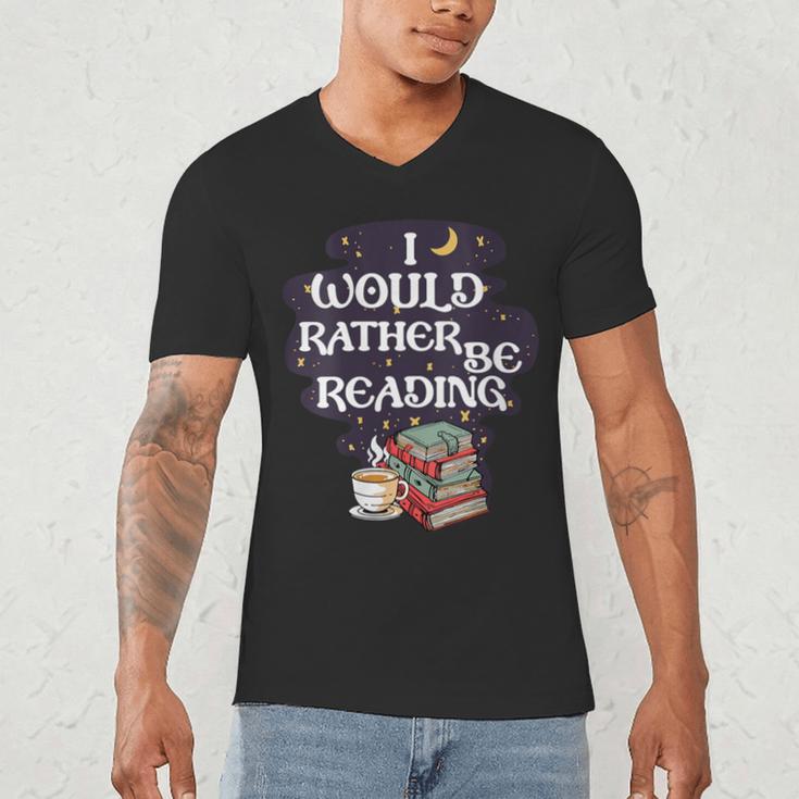 I Would Rather Be Reading Bookworm Book Lover Librarian Kids Men's V-Neck T-Shirt