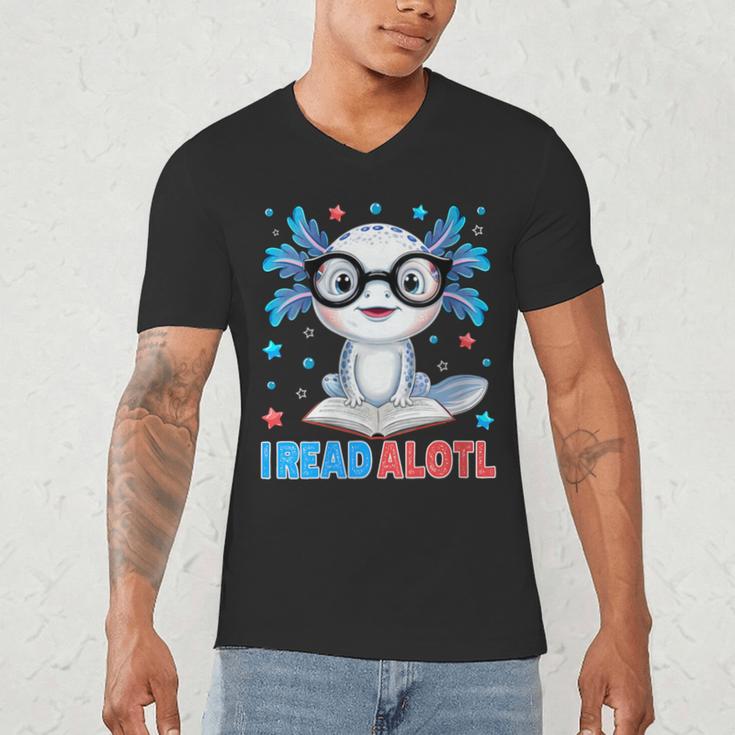 I Read Alotl Cute Axolotl Reading Book Lover Men's V-Neck T-Shirt I Read Alotl Cute Axolotl Reading Book Lover Men's V-Neck T-Shirt