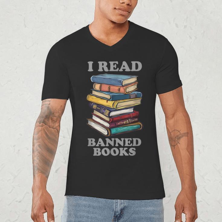 I Read Banned Books Bookworm Men's V-Neck T-Shirt I Read Banned Books Bookworm Men's V-Neck T-Shirt