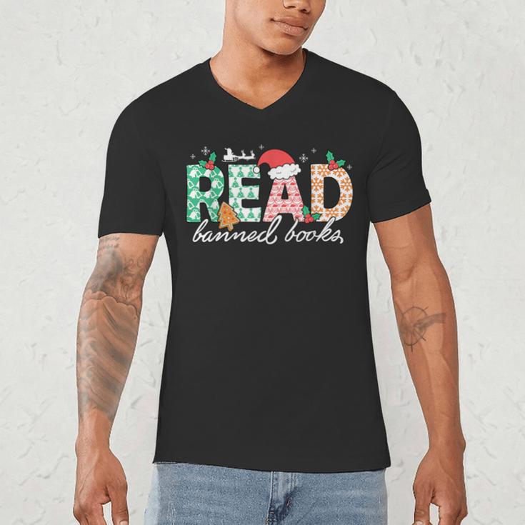 Read Banned Books Christmas Holiday Men's V-Neck T-Shirt