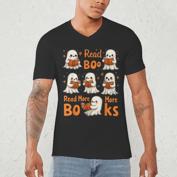 Read Boo KS Read More Bo KS Cute Ghost Reading Book Men's V-Neck T-Shirt