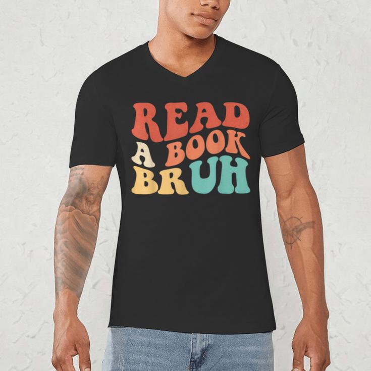 Read A Book Bruh Read Reading Librarian Boys Teen Kids Men's V-Neck T-Shirt