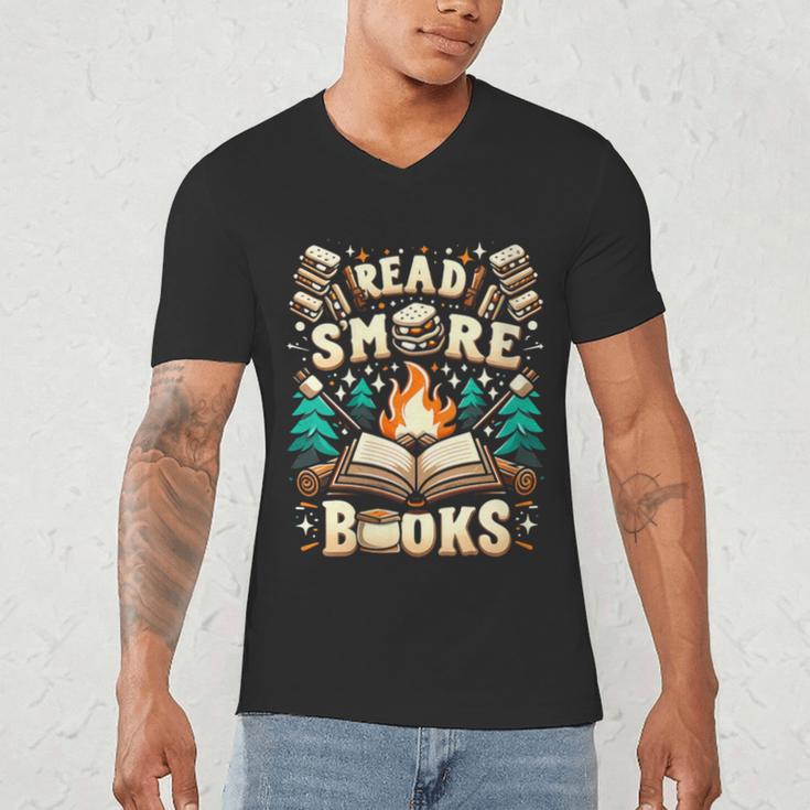 Read More Books Camping Outdoors Travel Campfire Smores Men's V-Neck T-Shirt