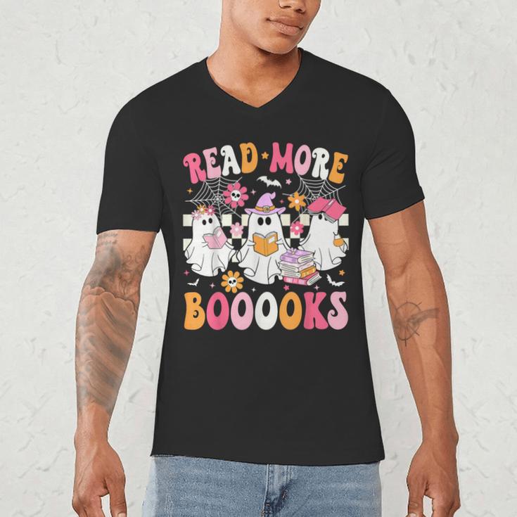 Read More Books Ghosts Reading Book Teacher Halloween Men's V-Neck T-Shirt Read More Books Ghosts Reading Book Teacher Halloween Men's V-Neck T-Shirt