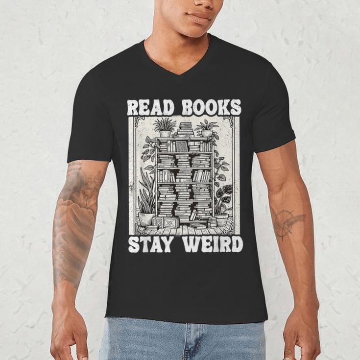 Read Books Stay Weird Introvert Book Lover Book Men's V-Neck T-Shirt
