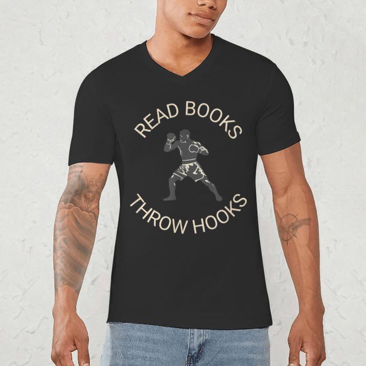 Read Books Throw Hooks Boxing Literacy Shirt Men's V-Neck T-Shirt Read Books Throw Hooks Boxing Literacy Shirt Men's V-Neck T-Shirt
