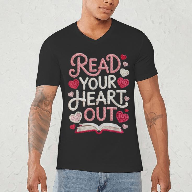Read Your Cute Heart Out Teacher Librarian Love Reading Book Men's V-Neck T-Shirt
