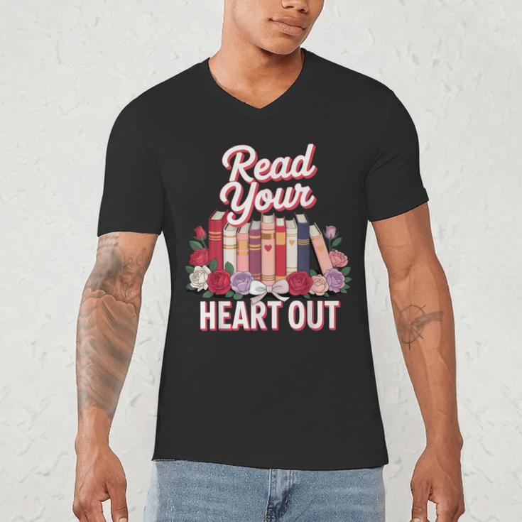 Read Your Heart Out Book Lover Reading Enthusiasts Floral Men's V-Neck T-Shirt Read Your Heart Out Book Lover Reading Enthusiasts Floral Men's V-Neck T-Shirt