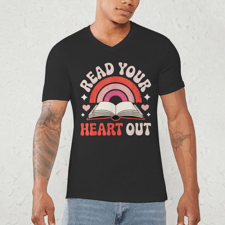 Read Your Heart Out Book Lovers Emotional Fall Vibes Men's V-Neck T-Shirt