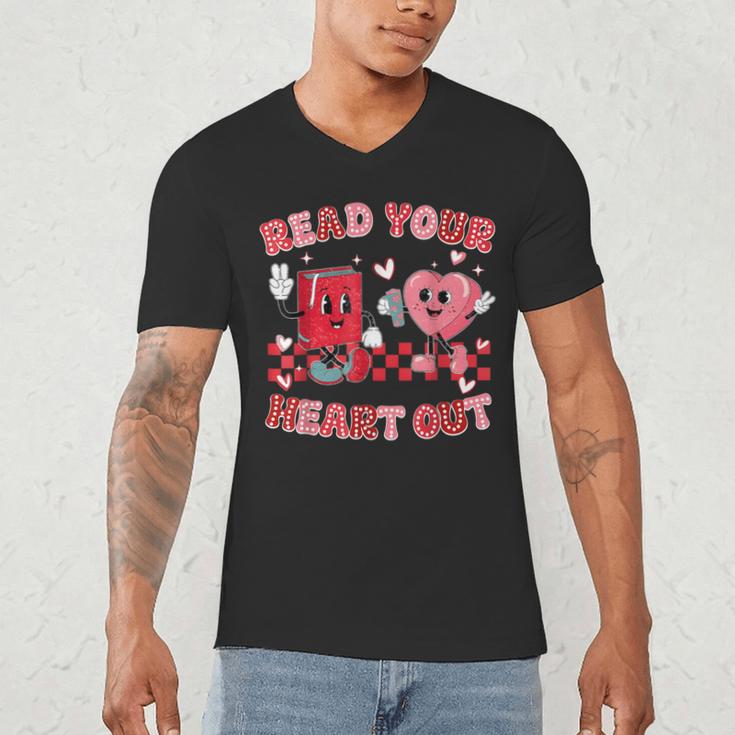 Read Your Heart Out Valentine Teacher Book Lover Men's V-Neck T-Shirt