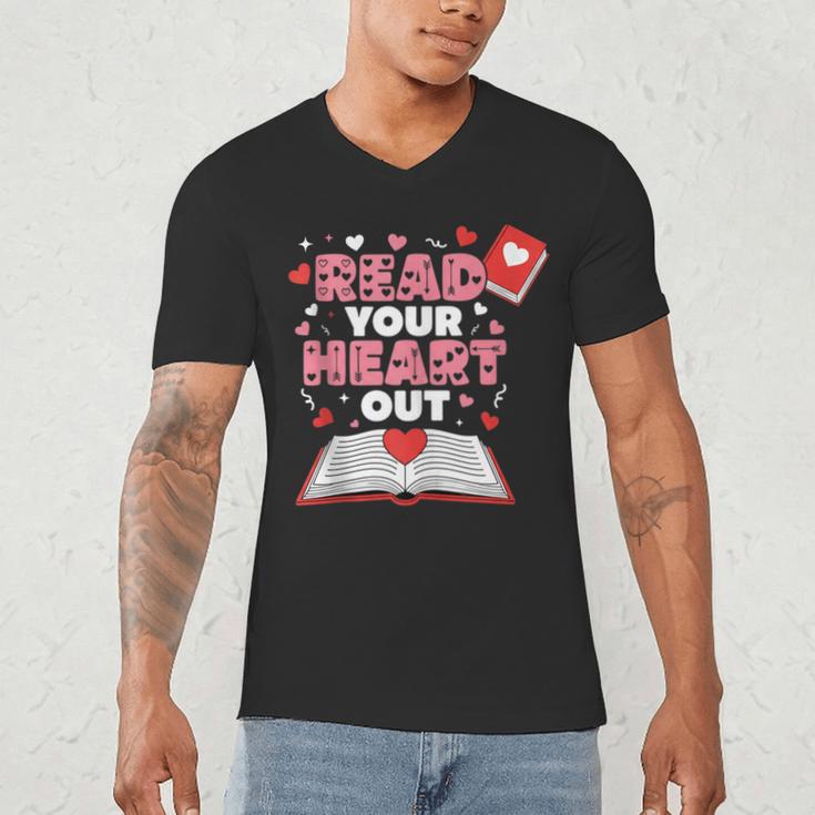 Read Your Heart Out Valentines Day Reading Book Kids Teacher Men's V-Neck T-Shirt