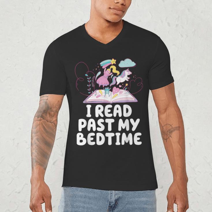 I Read Past My Bedtime Reading Unicorn Book Lover Men's V-Neck T-Shirt I Read Past My Bedtime Reading Unicorn Book Lover Men's V-Neck T-Shirt