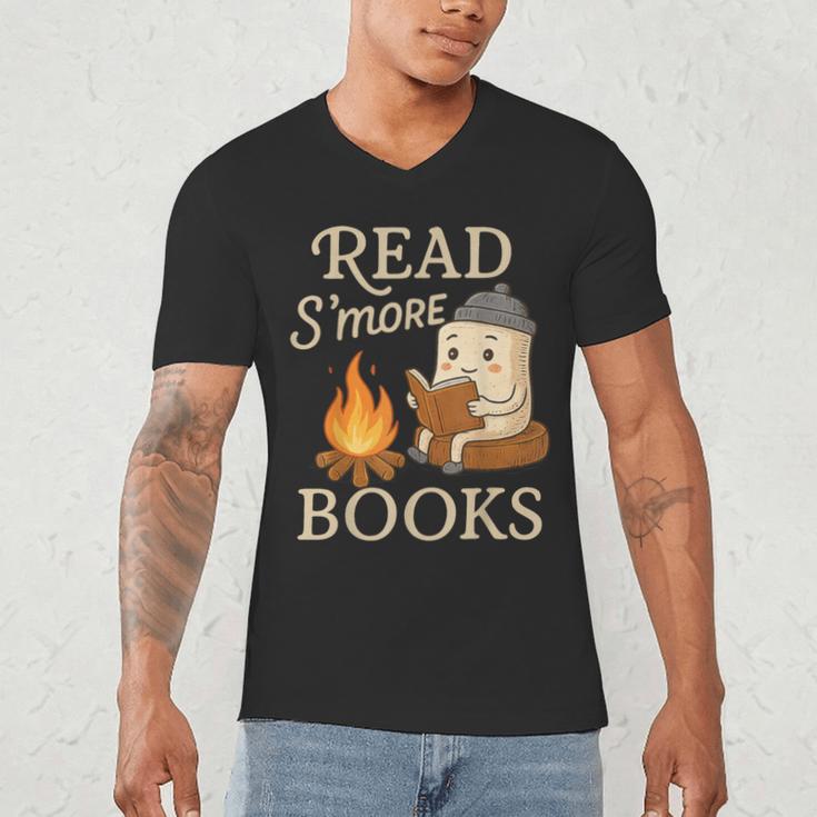 Read S'More Books Campfire Reading Book Lovers Camper Men's V-Neck T-Shirt Read S'More Books Campfire Reading Book Lovers Camper Men's V-Neck T-Shirt