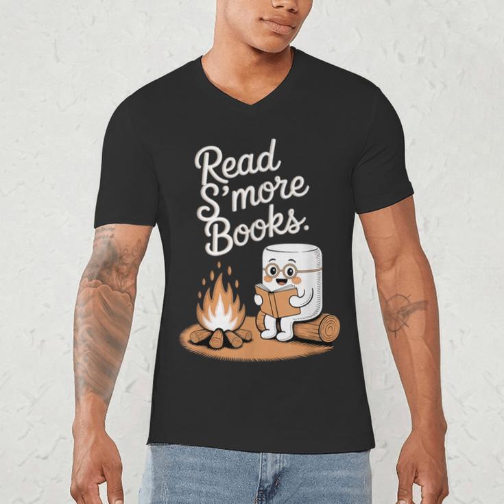 Read S'More Books Camping Outdoors Reading Campfire Smores Men's V-Neck T-Shirt