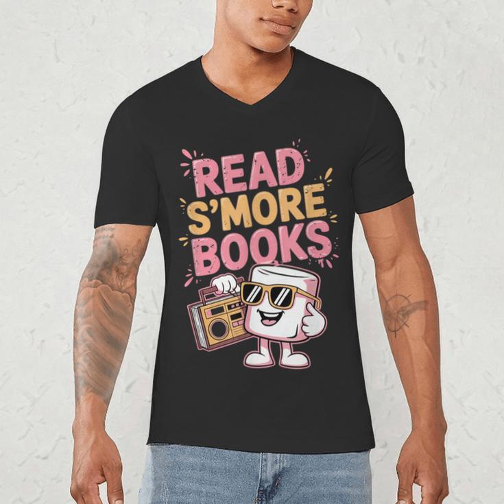 Read S'More Books Camping Outdoors Travel Campfire Smores Men's V-Neck T-Shirt