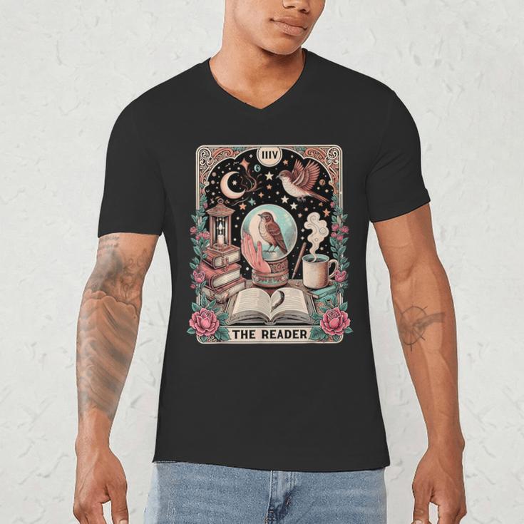 The Reader Tarot Card Shirt Bird Book Lover Bookworm Men's V-Neck T-Shirt The Reader Tarot Card Shirt Bird Book Lover Bookworm Men's V-Neck T-Shirt