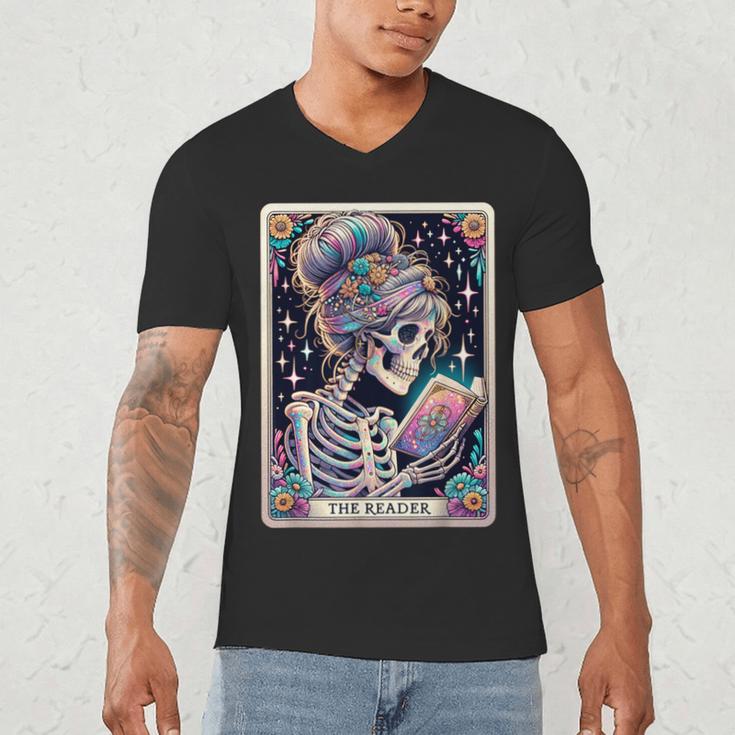 The Reader Tarot Card Women Book Lover Librarian Read Men's V-Neck T-Shirt The Reader Tarot Card Women Book Lover Librarian Read Men's V-Neck T-Shirt