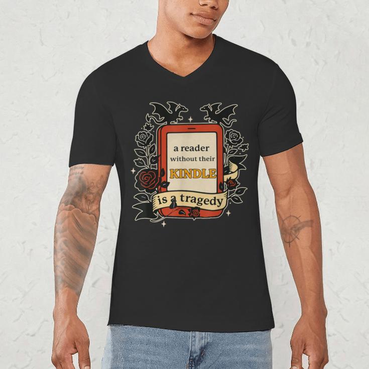 A Reader Without Their Book Is A Tragedy Dragon Rider Quote Men's V-Neck T-Shirt A Reader Without Their Book Is A Tragedy Dragon Rider Quote Men's V-Neck T-Shirt
