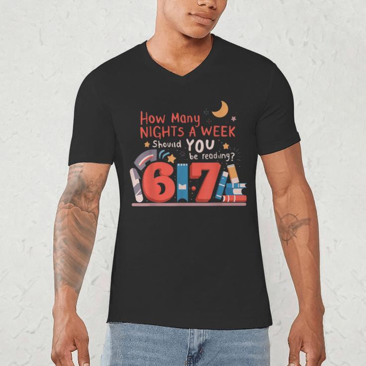 Reading 67 Meme English Teacher 67 Book Lover Humor Men's V-Neck T-Shirt