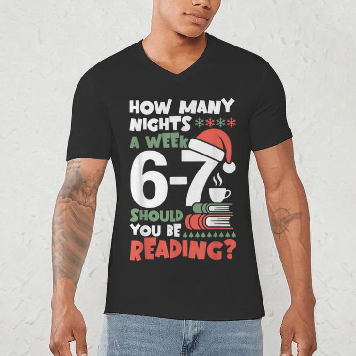 Reading 67 Meme English Teacher Christmas Book Lover Men's V-Neck T-Shirt