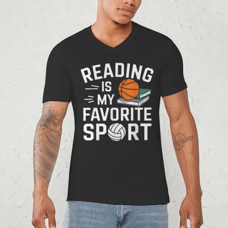 Reading Is My Favorite Sport Reading Book Lover Reader Men's V-Neck T-Shirt Reading Is My Favorite Sport Reading Book Lover Reader Men's V-Neck T-Shirt