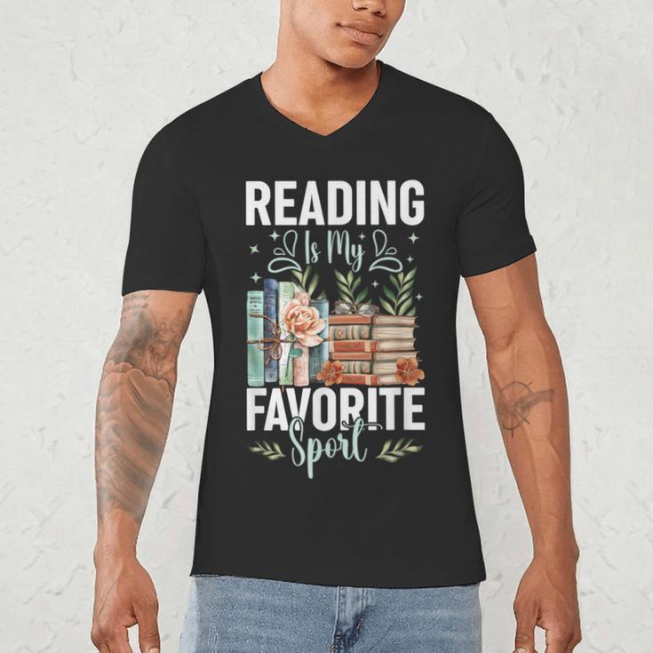 Reading Is My Favorite Sport Bookworm Men's V-Neck T-Shirt