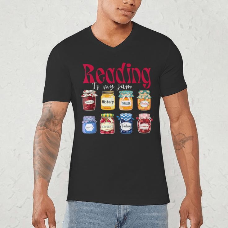Reading Is My Jam Teacher Student Book Lovers Men's V-Neck T-Shirt