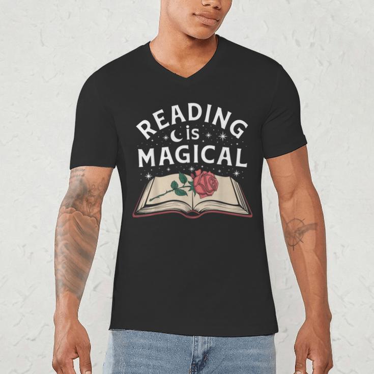 Reading Is Magical Book Lover Bookworm Librarian Library Day Men's V-Neck T-Shirt Reading Is Magical Book Lover Bookworm Librarian Library Day Men's V-Neck T-Shirt