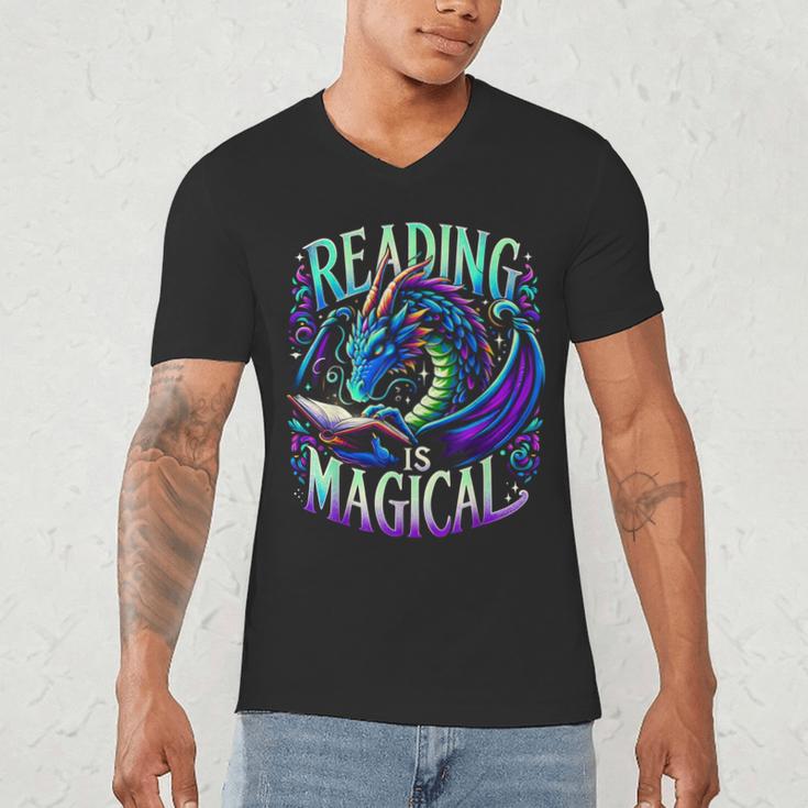 Reading Is Magical Dragon Tee Perfect For Book Lovers Kids Men's V-Neck T-Shirt Reading Is Magical Dragon Tee Perfect For Book Lovers Kids Men's V-Neck T-Shirt