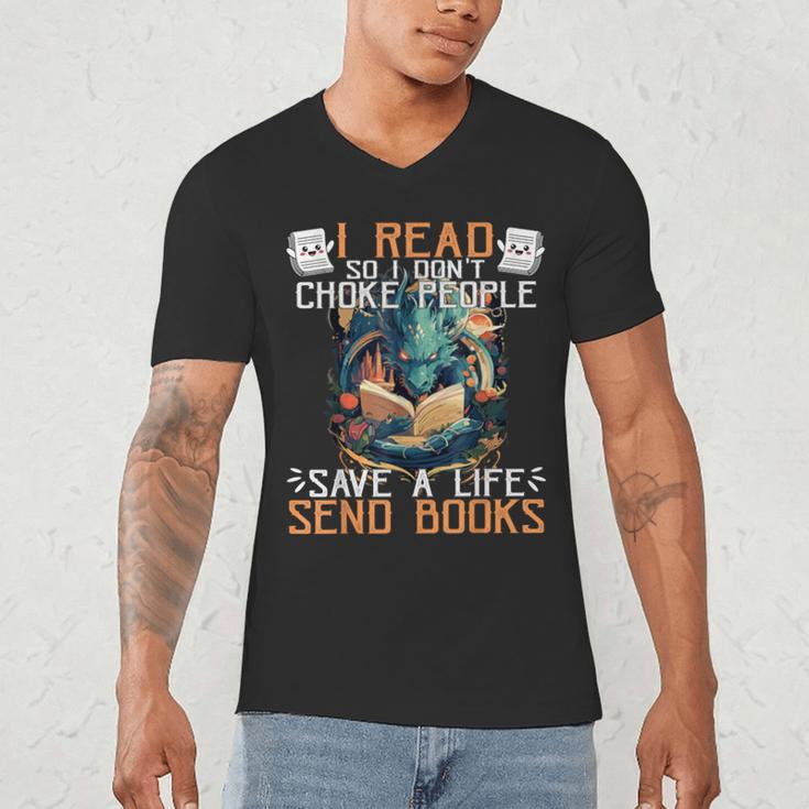 Reading Readers I Read Send Books Dragon Bookworm Tee Men's V-Neck T-Shirt