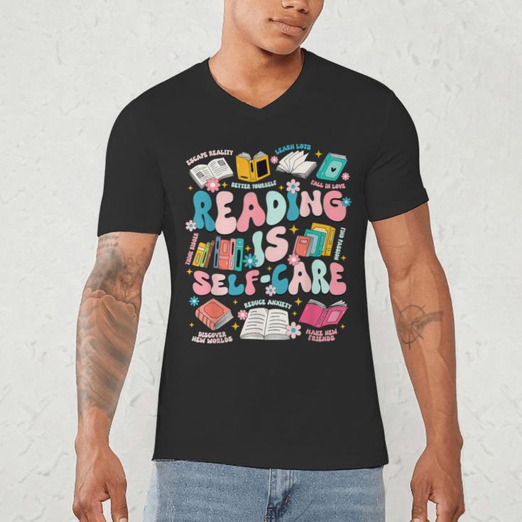 Reading Is Self-Care Book Lover Teacher Student Men Women Men's V-Neck T-Shirt Reading Is Self-Care Book Lover Teacher Student Men Women Men's V-Neck T-Shirt