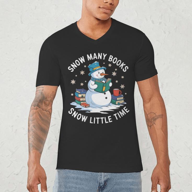 Reading Snowman So Many Books Christmas Books Readers Men's V-Neck T-Shirt