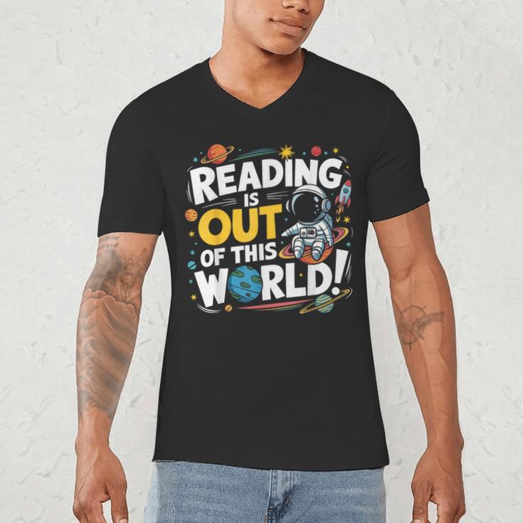 Reading Is Out Of This World Space Book Lover Kids Men's V-Neck T-Shirt